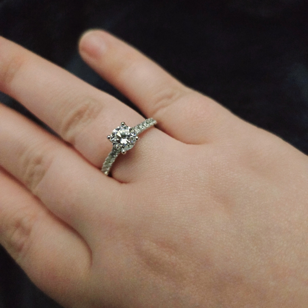 Elegant Sterling Silver Simulated Diamond Engagement Ring - Picture 2 of 4